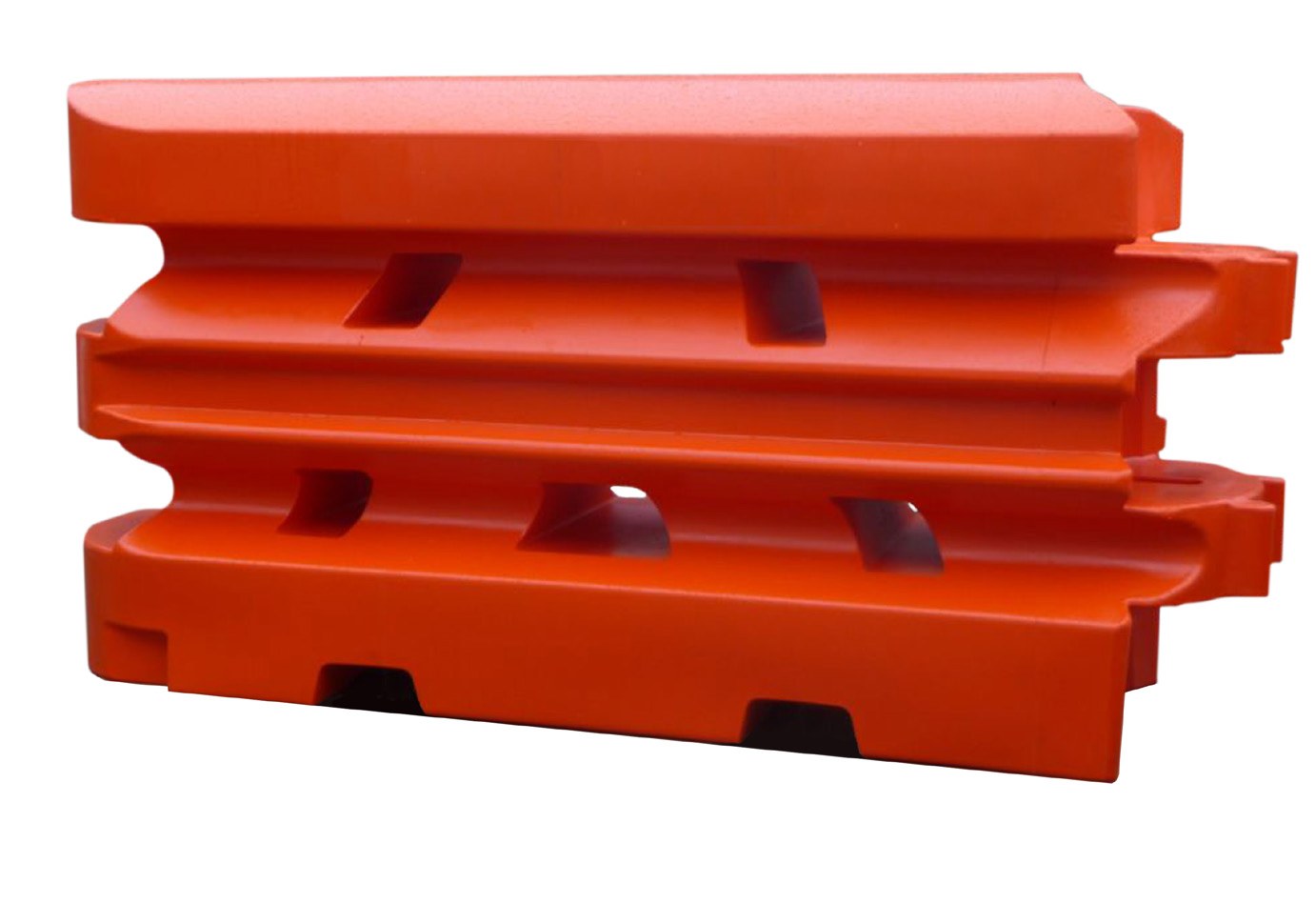 Orange water-filled vehicle safety barrier